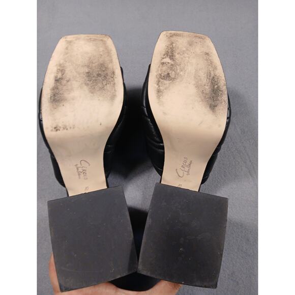 Circus NY Black Quilted Chunky Heeled Mules Square Toed Slide Sandals SZ 10 - Picture 7 of 8